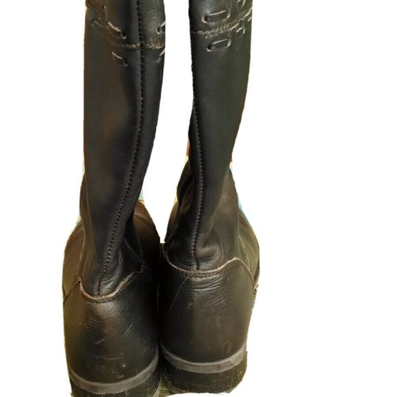 LL BEAN - Brown Leather Boots - Womens Lined - Size 8 1/2 - Distressed Look - Picture 5 of 10